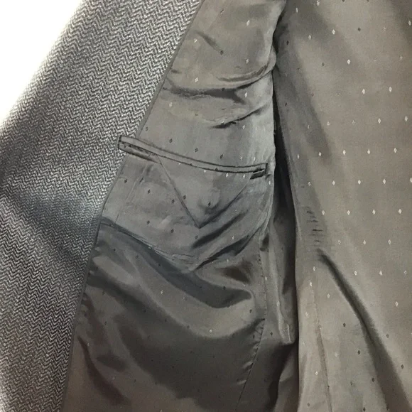 Turnbury Charcoal Gray Herringbone Classic Notch Lapel Sport Coat | 38R - Picture 10 of 14